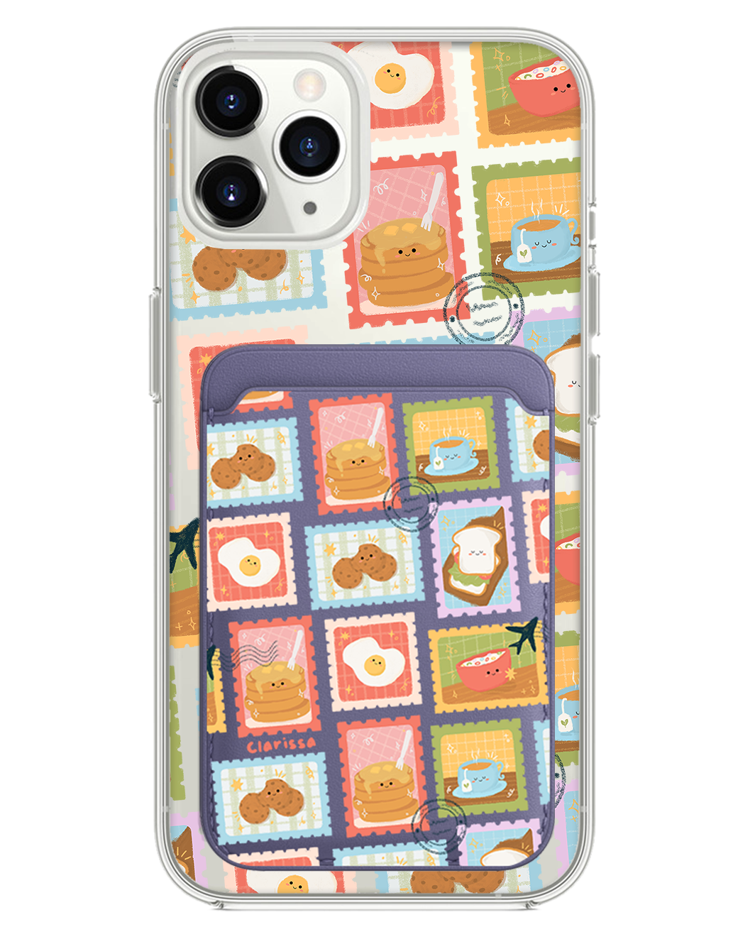 iPhone Magnetic Wallet Case - Breakfast Menu Stamps