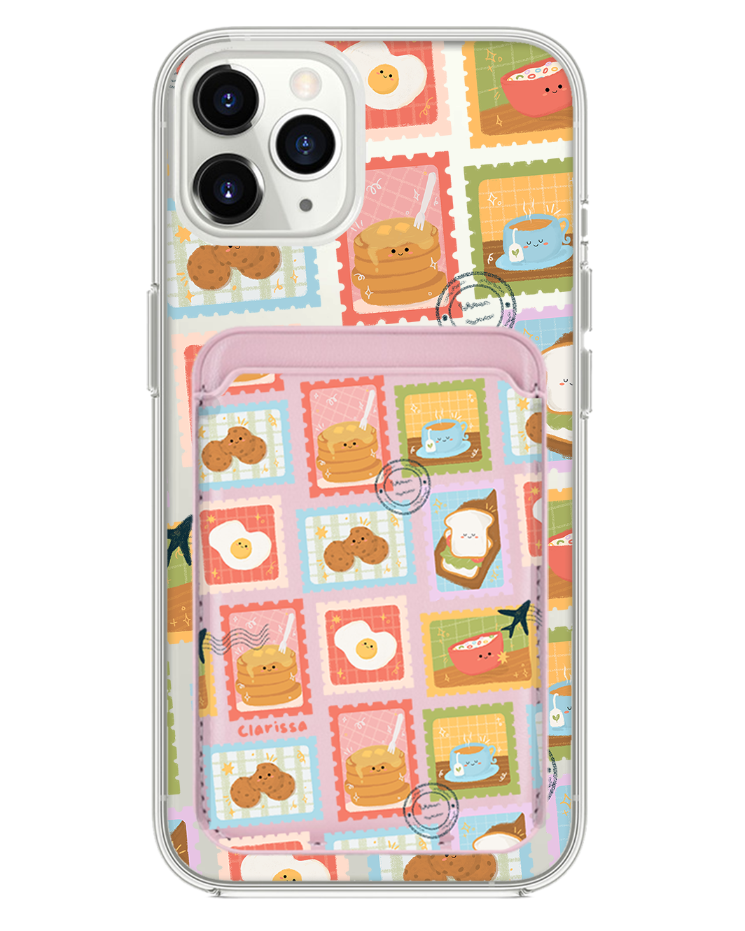 iPhone Magnetic Wallet Case - Breakfast Menu Stamps