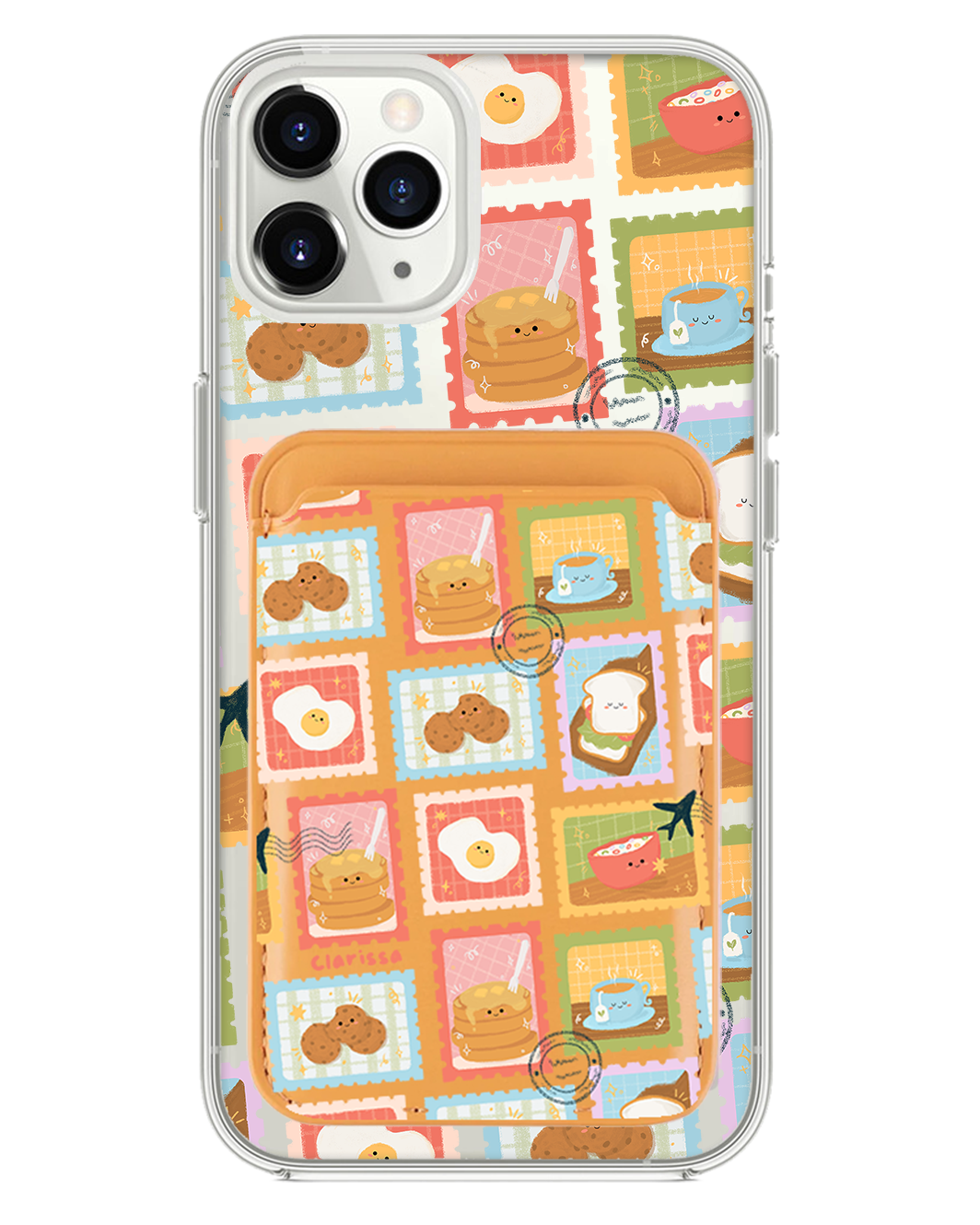 iPhone Magnetic Wallet Case - Breakfast Menu Stamps