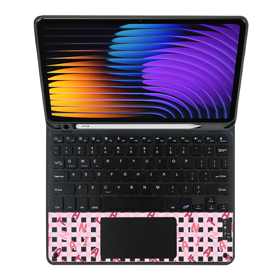 iPad / Android Tab Wireless Keyboard Flipcover - Checkered Monogram 1.0