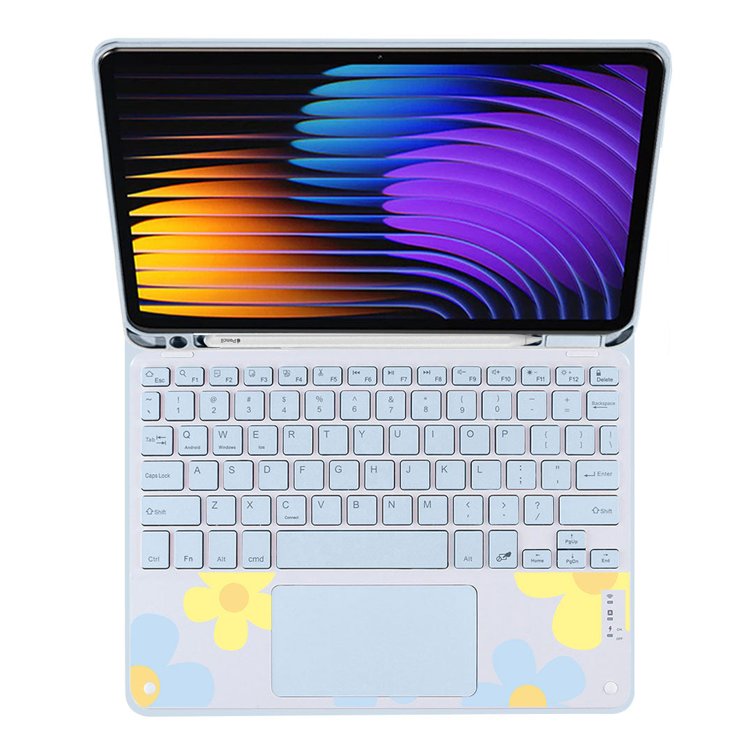 iPad / Android Tab Wireless Keyboard Flipcover - Daisy Skies