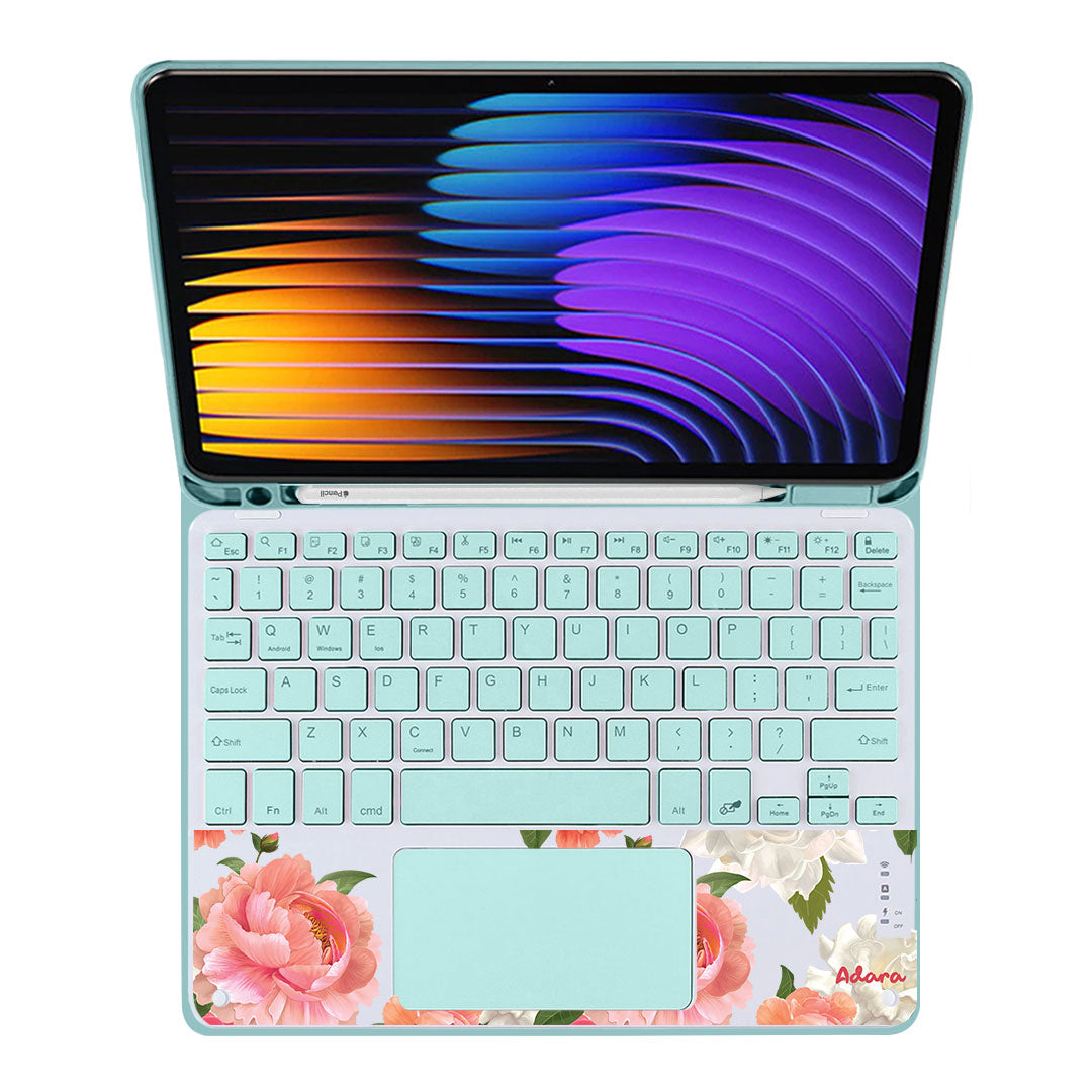 iPad / Android Tab Wireless Keyboard Flipcover - August Peony