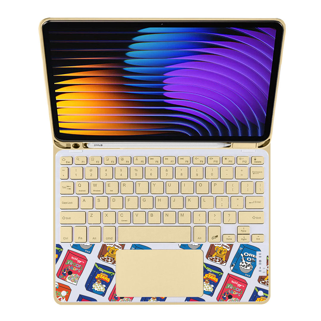 iPad / Android Tab Wireless Keyboard Flipcover - Cereal Boxes