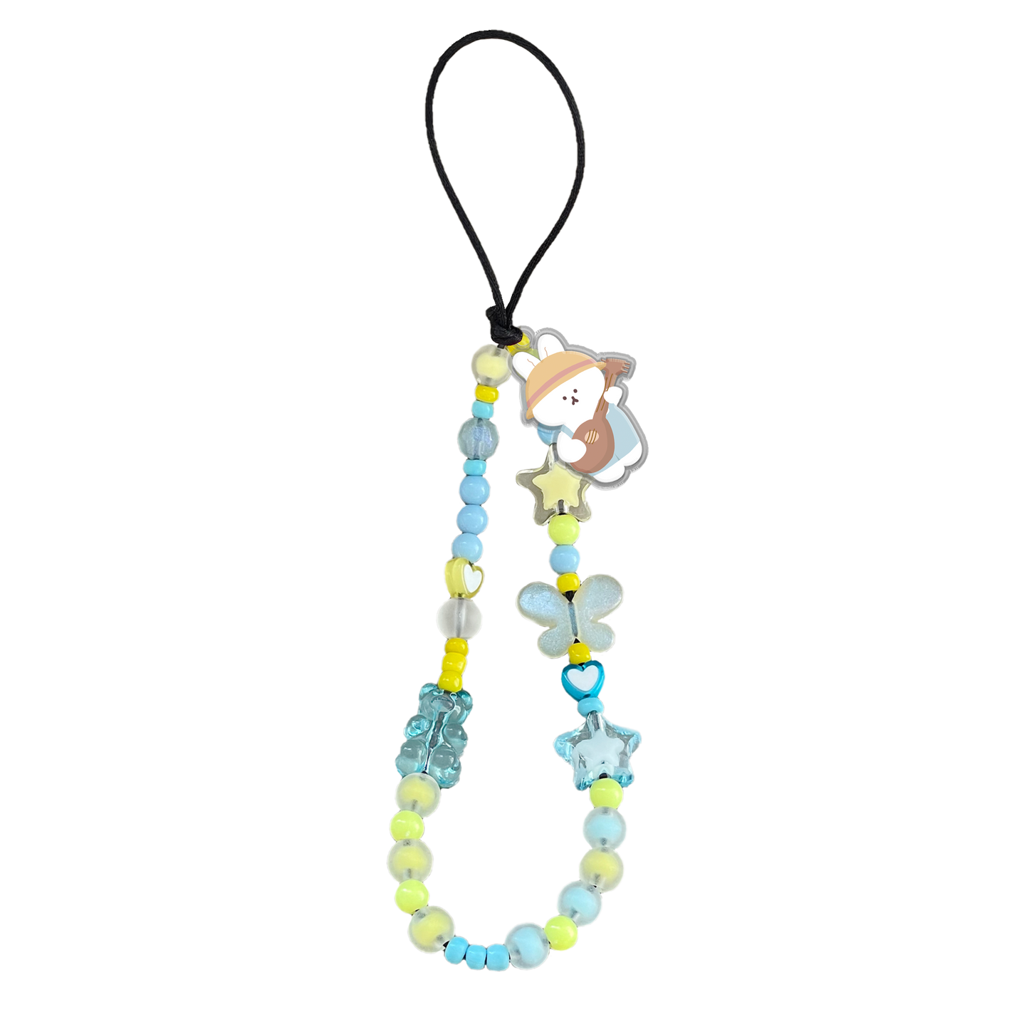 Beaded Strap with Acrylic Charm  - Bunny Ukulele