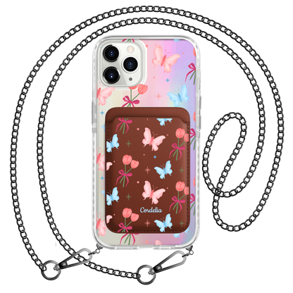 iPhone Magnetic Wallet Holo Case - Coquette Butterfly
