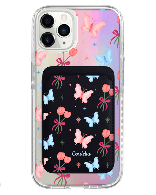 iPhone Magnetic Wallet Holo Case - Coquette Butterfly