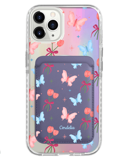 iPhone Magnetic Wallet Holo Case - Coquette Butterfly