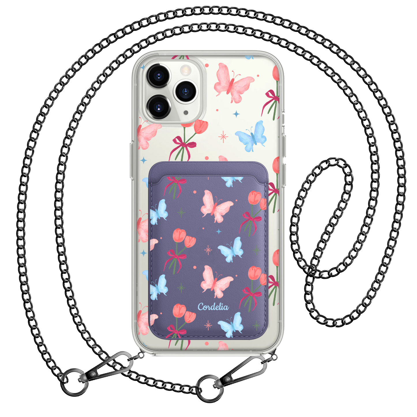 iPhone Magnetic Wallet Case - Coquette Butterfly