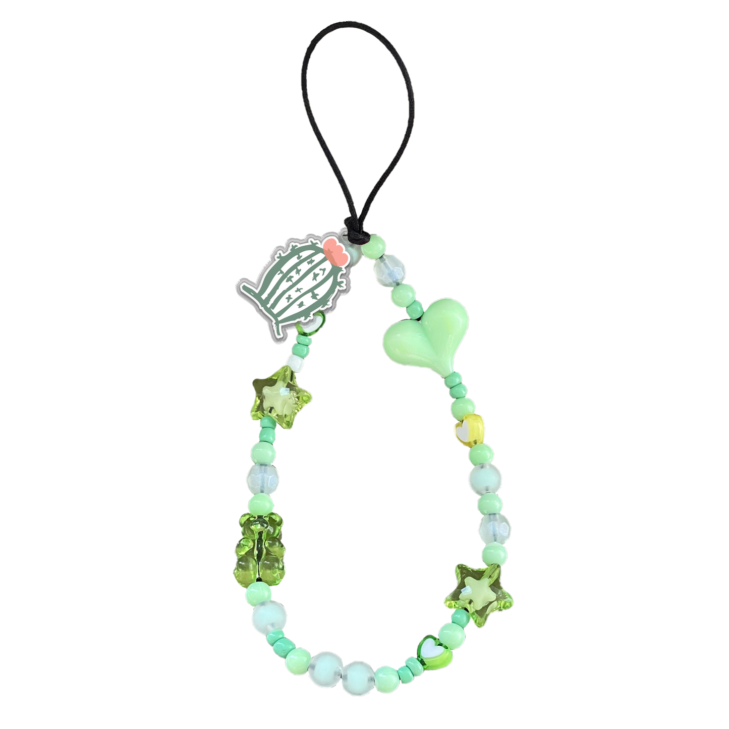 Beaded Strap with Acrylic Charm  - Cactus 1.0