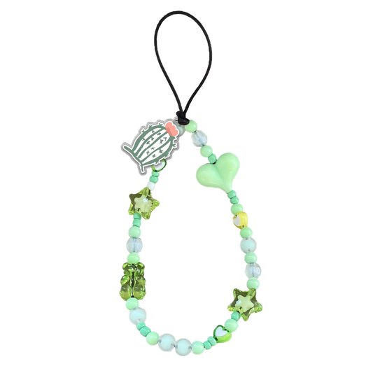 Beaded Strap with Acrylic Charm  - Cactus 1.0