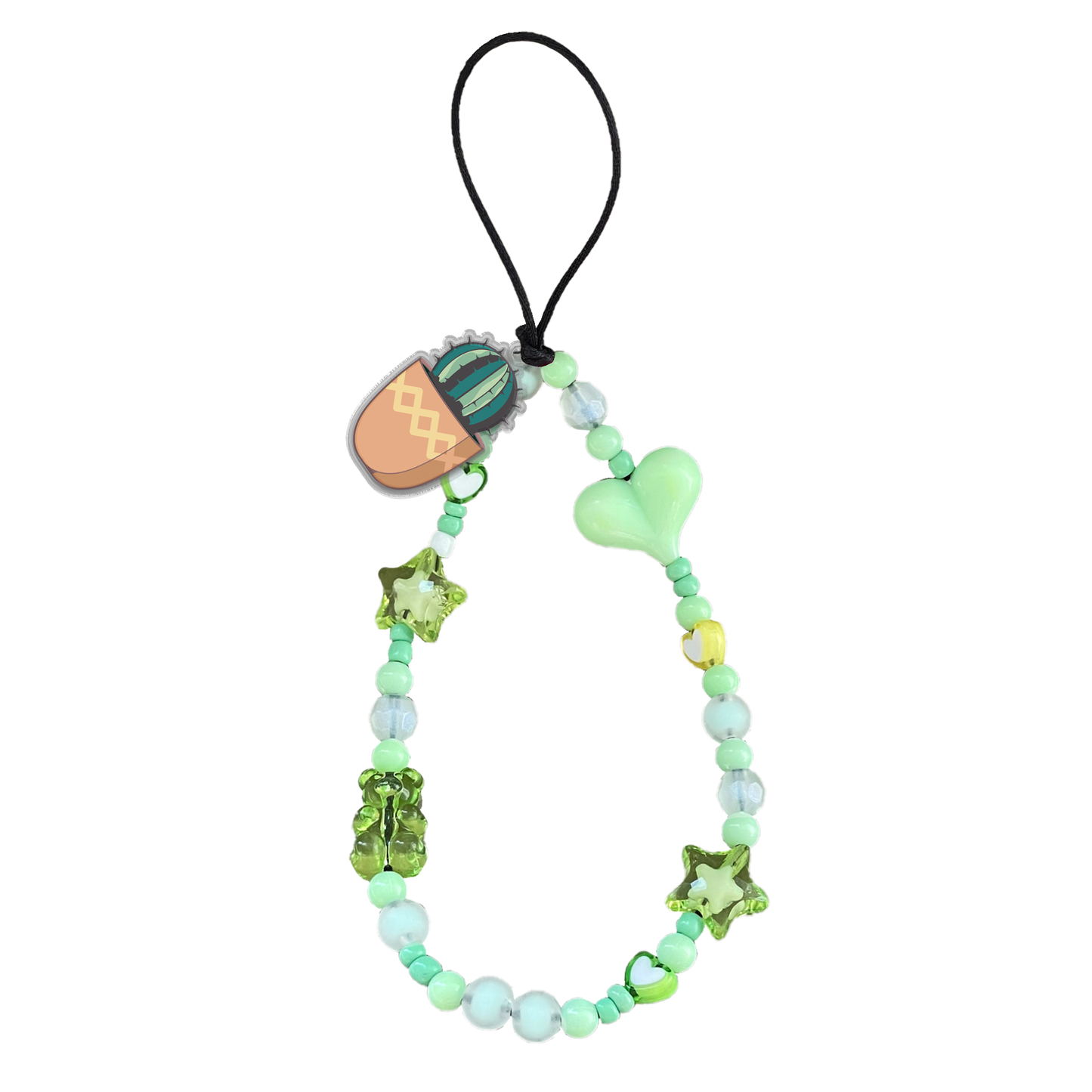 Beaded Strap with Acrylic Charm  - Cactus 3.0