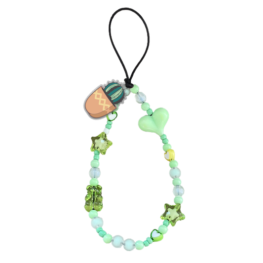 Beaded Strap with Acrylic Charm  - Cactus 3.0