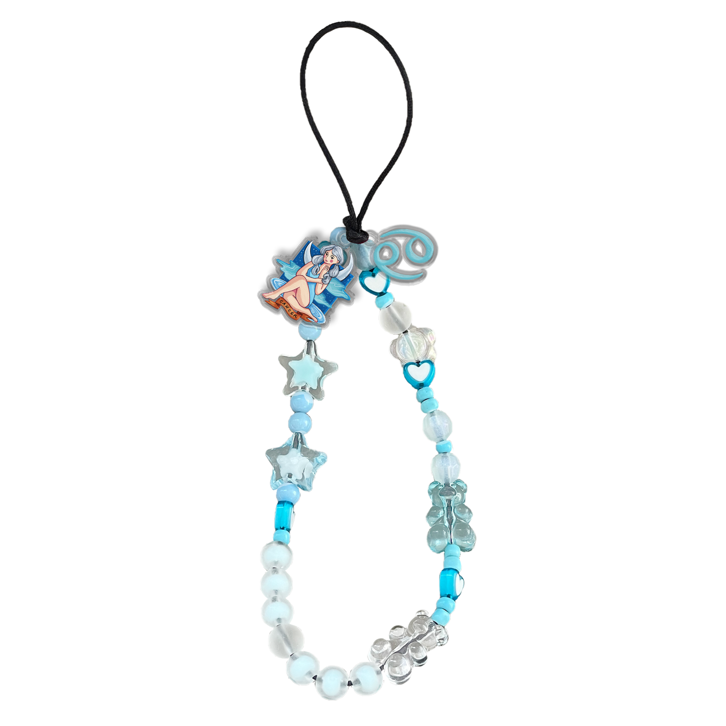 Beaded Strap with Acrylic Charm  - Cancer