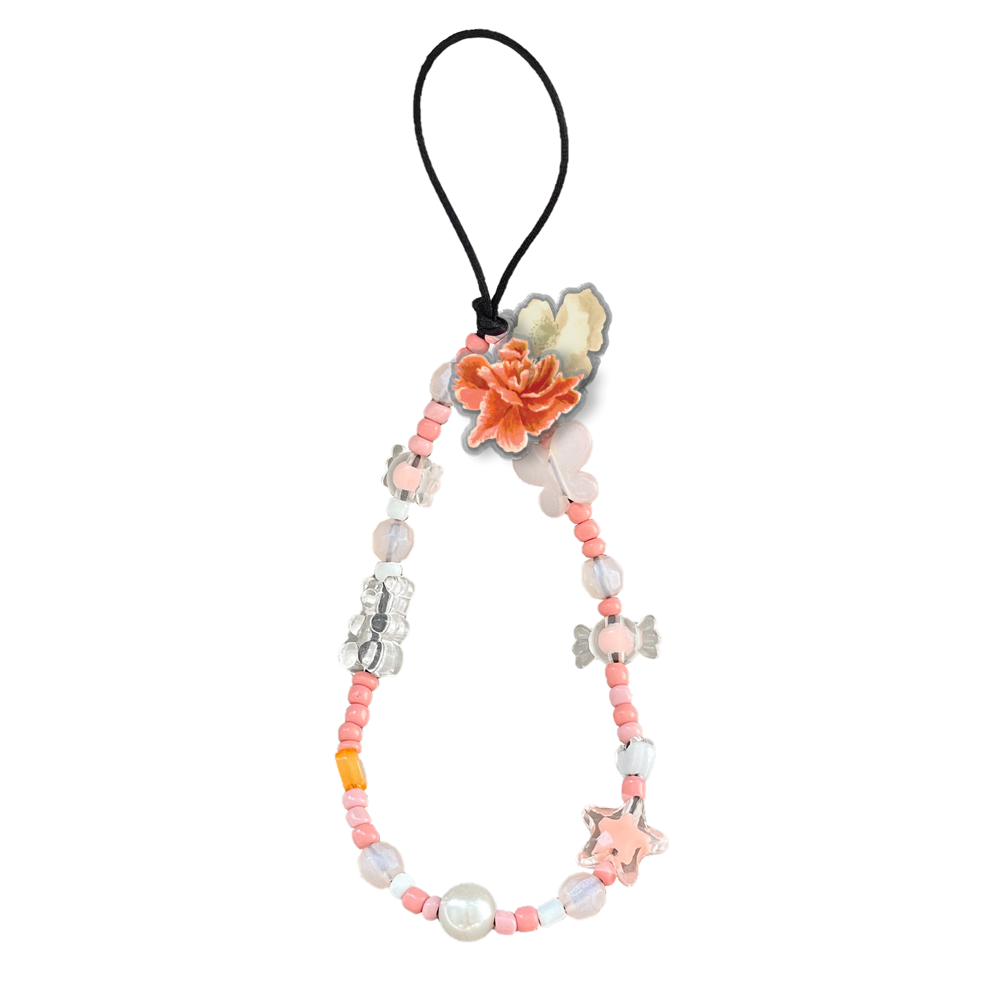 Beaded Strap with Acrylic Charm  - Carissa