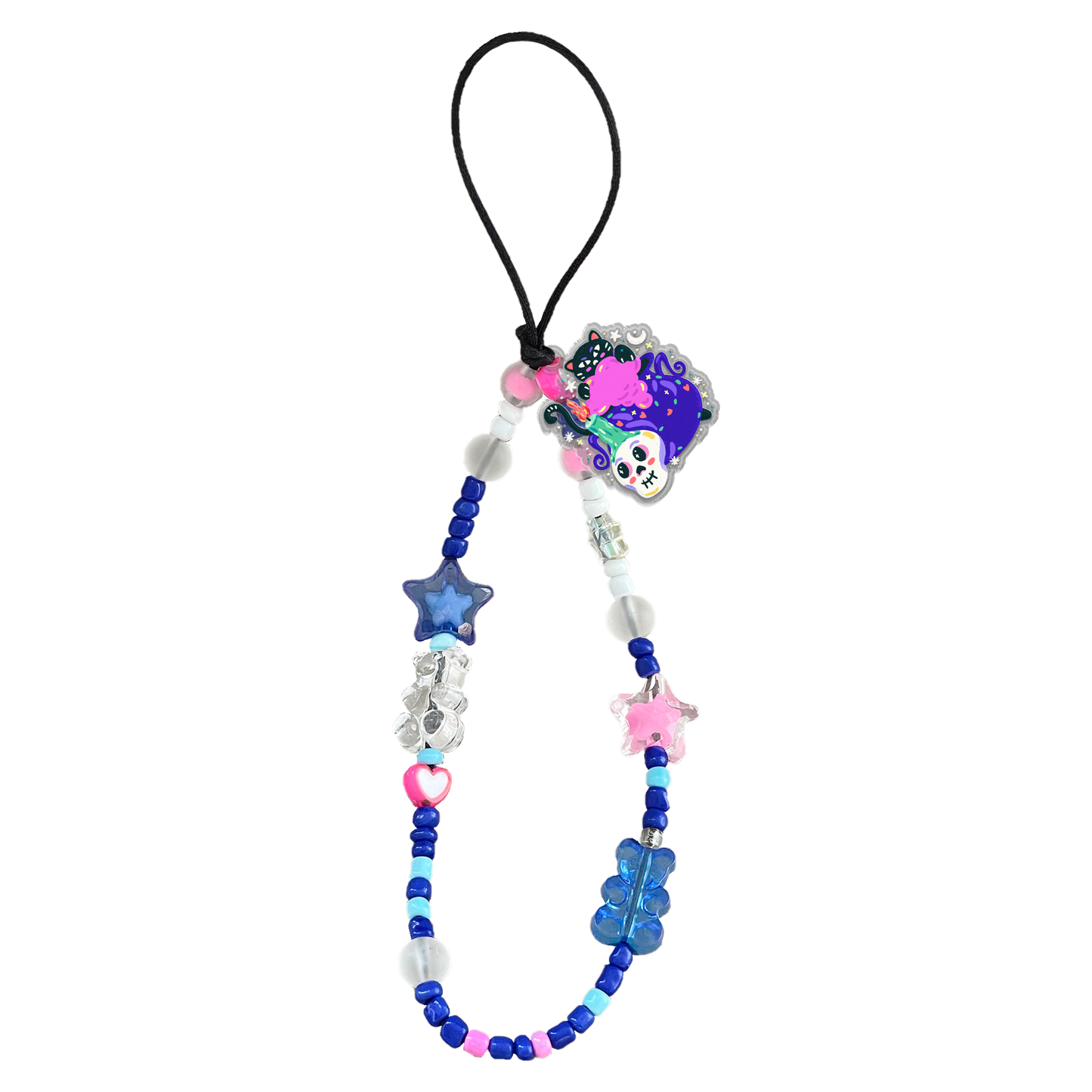 Beaded Strap with Acrylic Charm  - Cat Monster