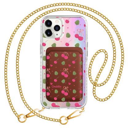 iPhone Magnetic Wallet Holo Case - Coquette Cherry