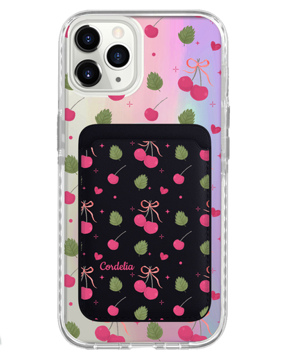 iPhone Magnetic Wallet Holo Case - Coquette Cherry
