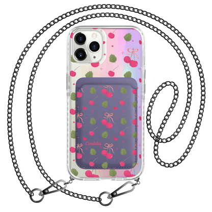 iPhone Magnetic Wallet Holo Case - Coquette Cherry