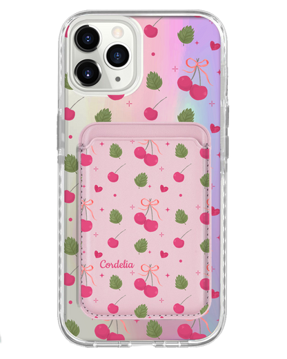 iPhone Magnetic Wallet Holo Case - Coquette Cherry