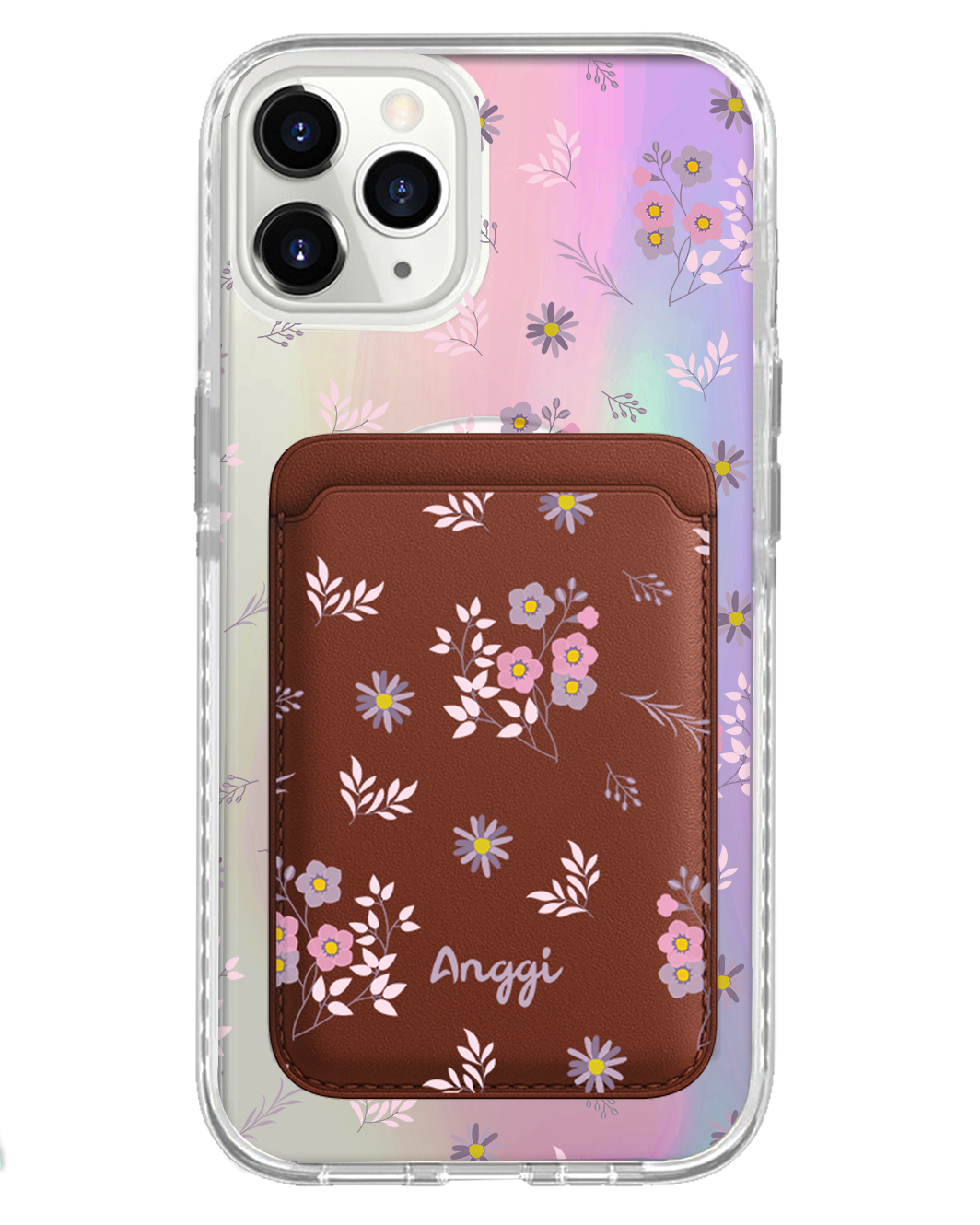 iPhone Magnetic Wallet Holo Case - Cherry Blossom