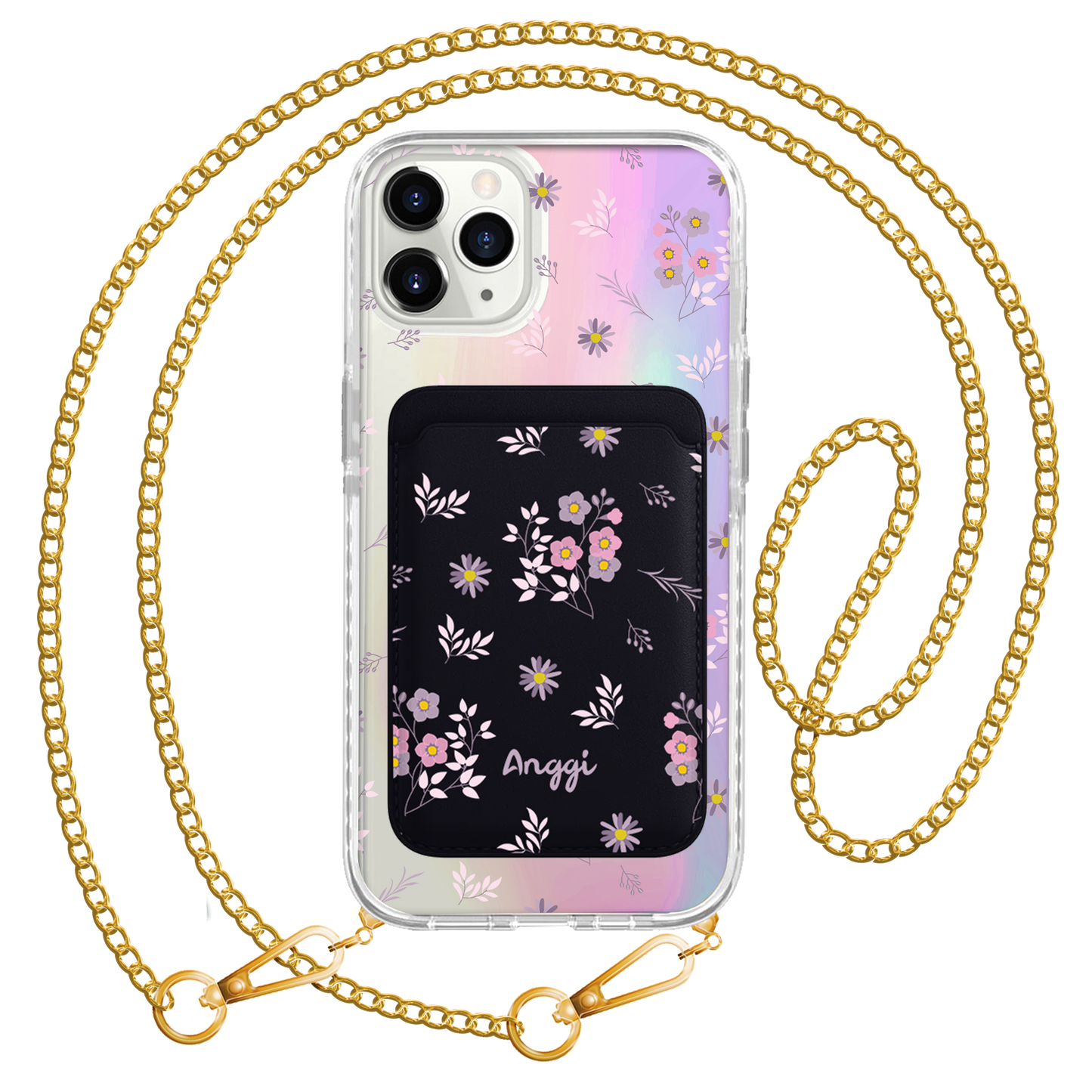 iPhone Magnetic Wallet Holo Case - Cherry Blossom