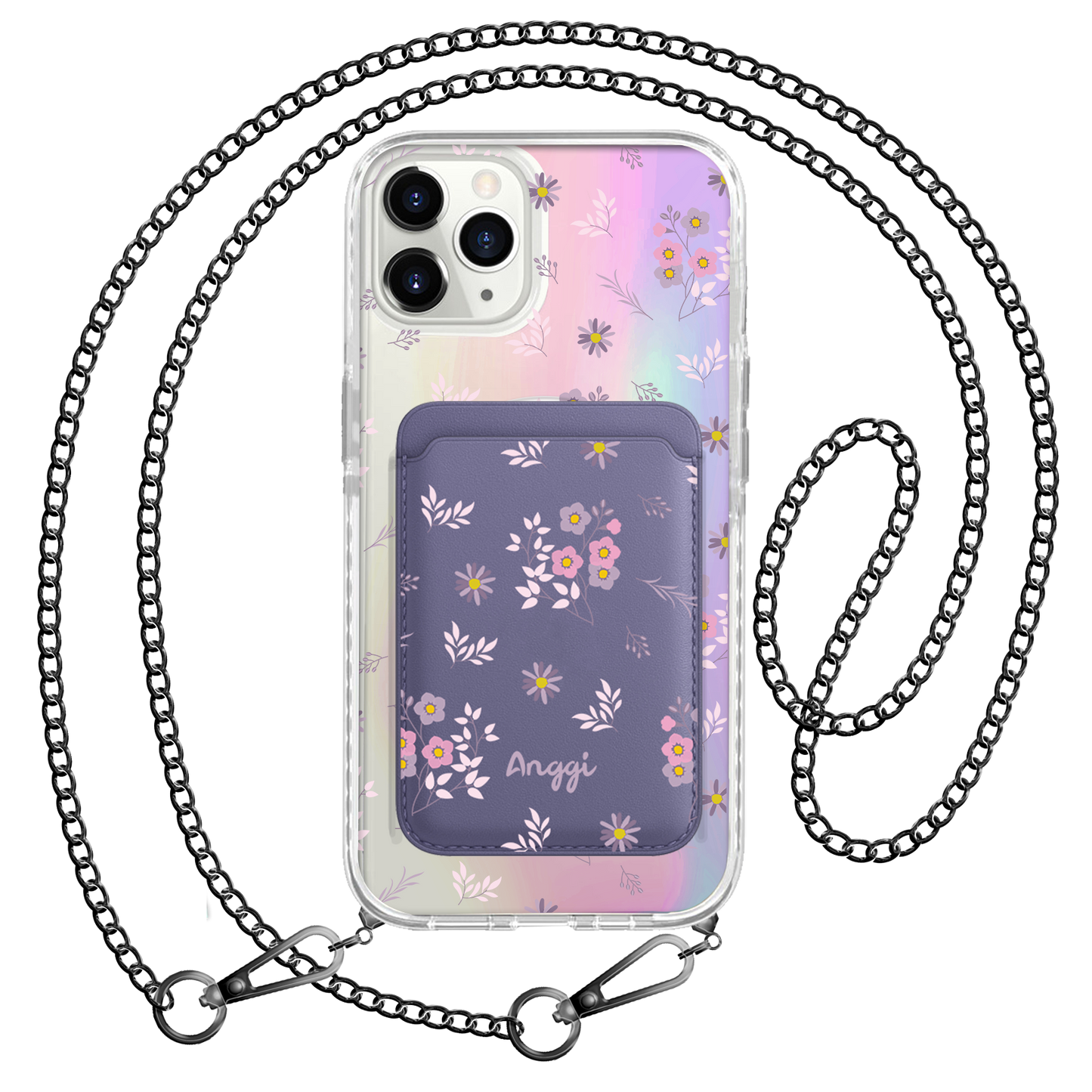 iPhone Magnetic Wallet Holo Case - Cherry Blossom