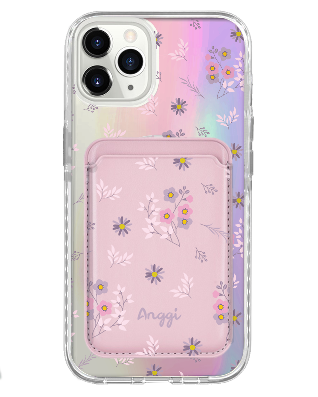 iPhone Magnetic Wallet Holo Case - Cherry Blossom