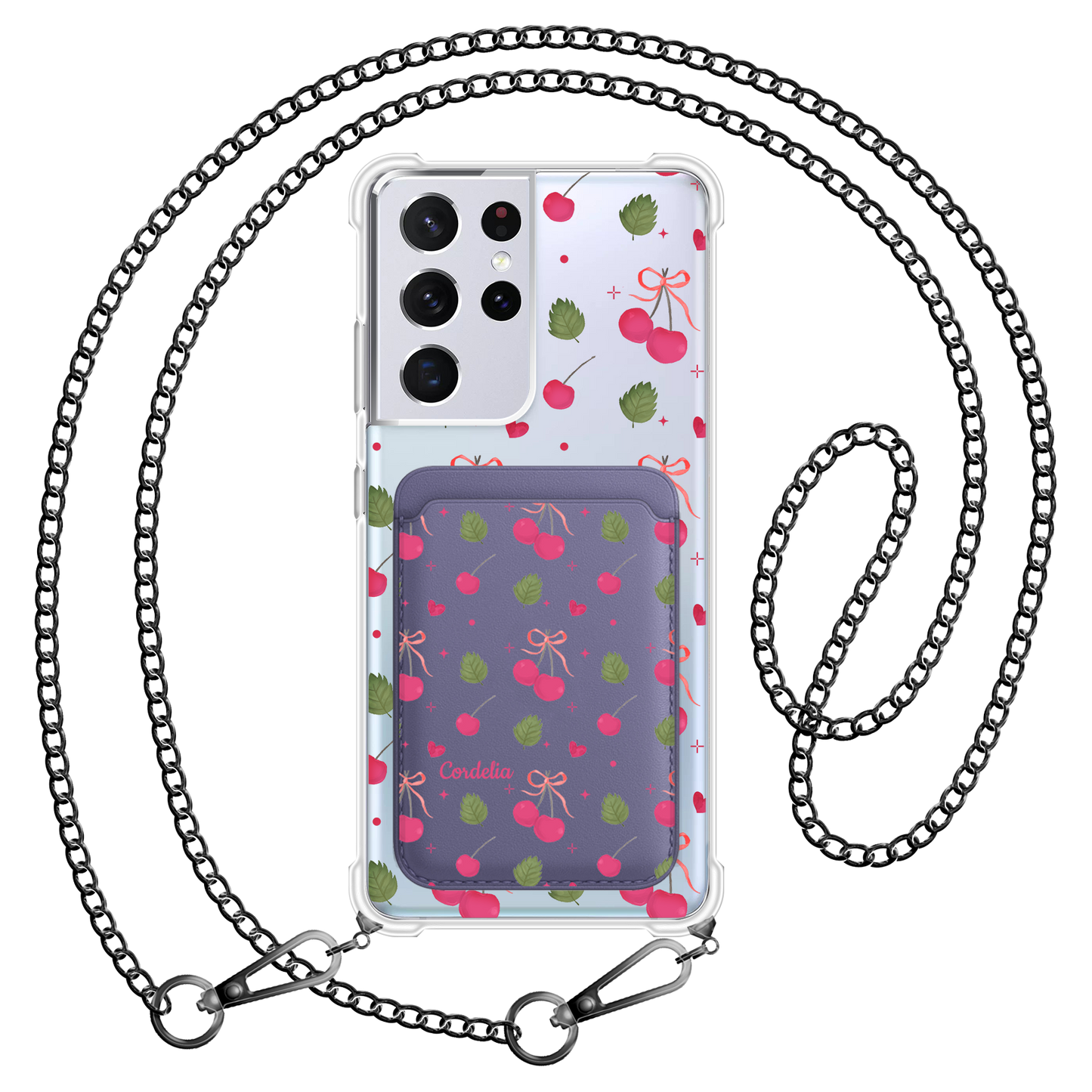 Android Magnetic Wallet Case - Coquette Cherry