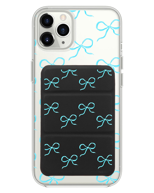 iPhone Magnetic Trifold Wallet Case - Coquette Blue Bow