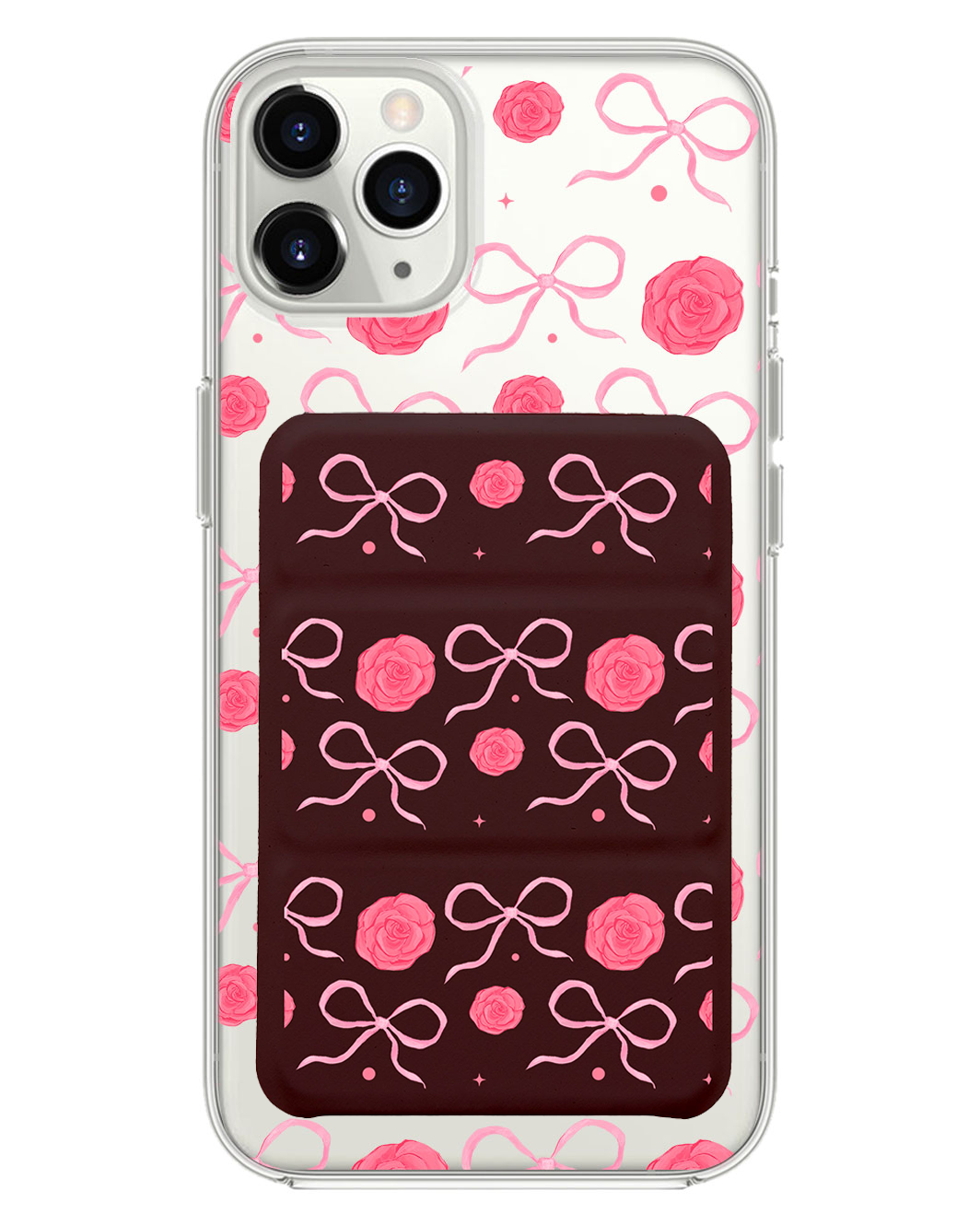 iPhone Magnetic Trifold Wallet Case - Coquette Rose