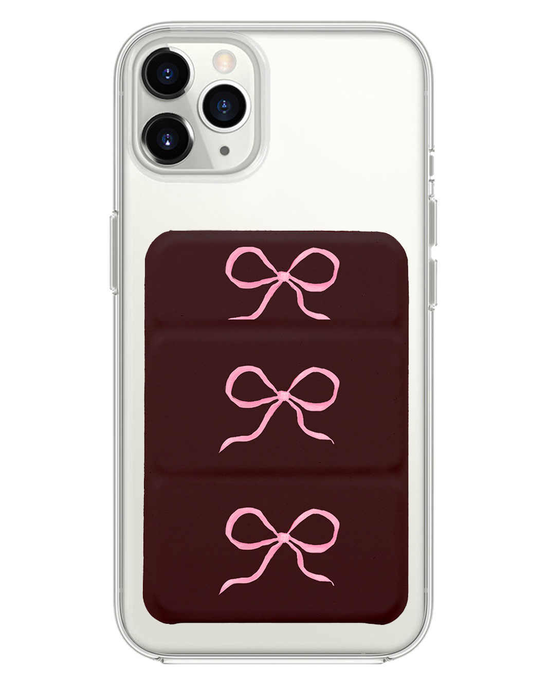 iPhone Magnetic Trifold Wallet Case - Coquette Triple Bow