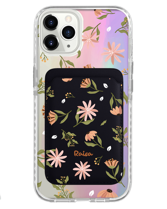iPhone Magnetic Wallet Holo Case - Cosmos Flower