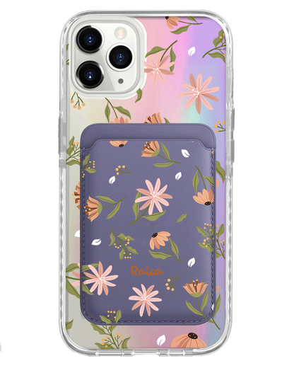 iPhone Magnetic Wallet Holo Case - Cosmos Flower