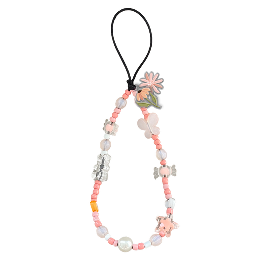 Beaded Strap with Acrylic Charm  - Cosmos Flower