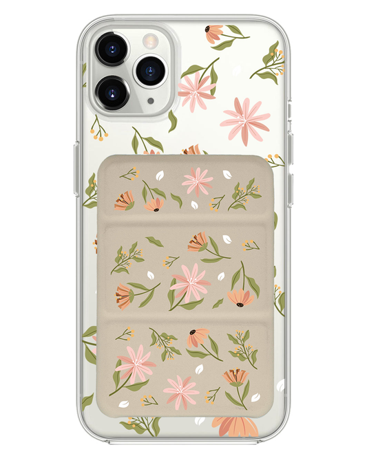 iPhone Magnetic Trifold Wallet Case - Cosmos Flower