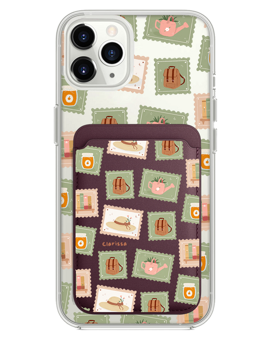 iPhone Magnetic Wallet Case - Cottagecore Stamps