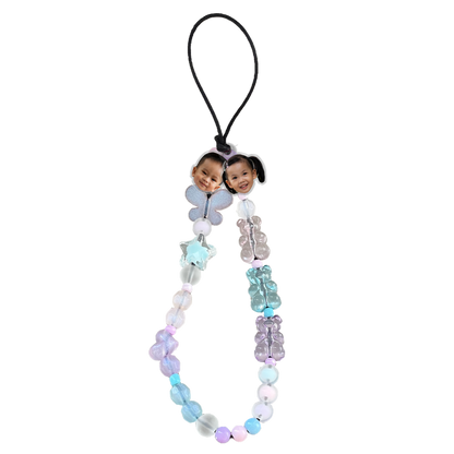 Beaded Strap with Acrylic Charm - Face Grid Cookies & Cream