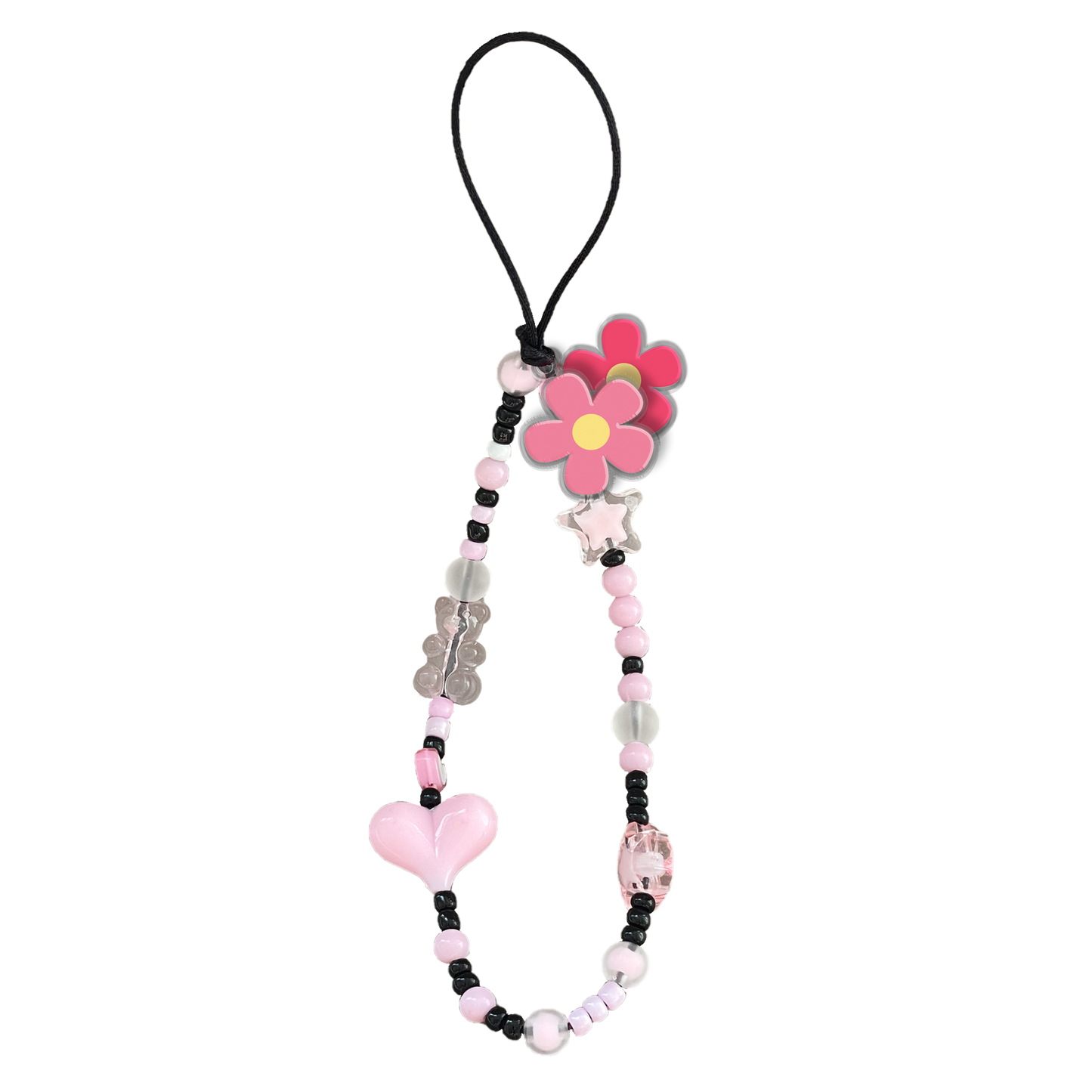 Beaded Strap with Acrylic Charm  - Daisy Blush