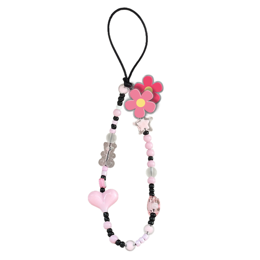 Beaded Strap with Acrylic Charm  - Daisy Blush