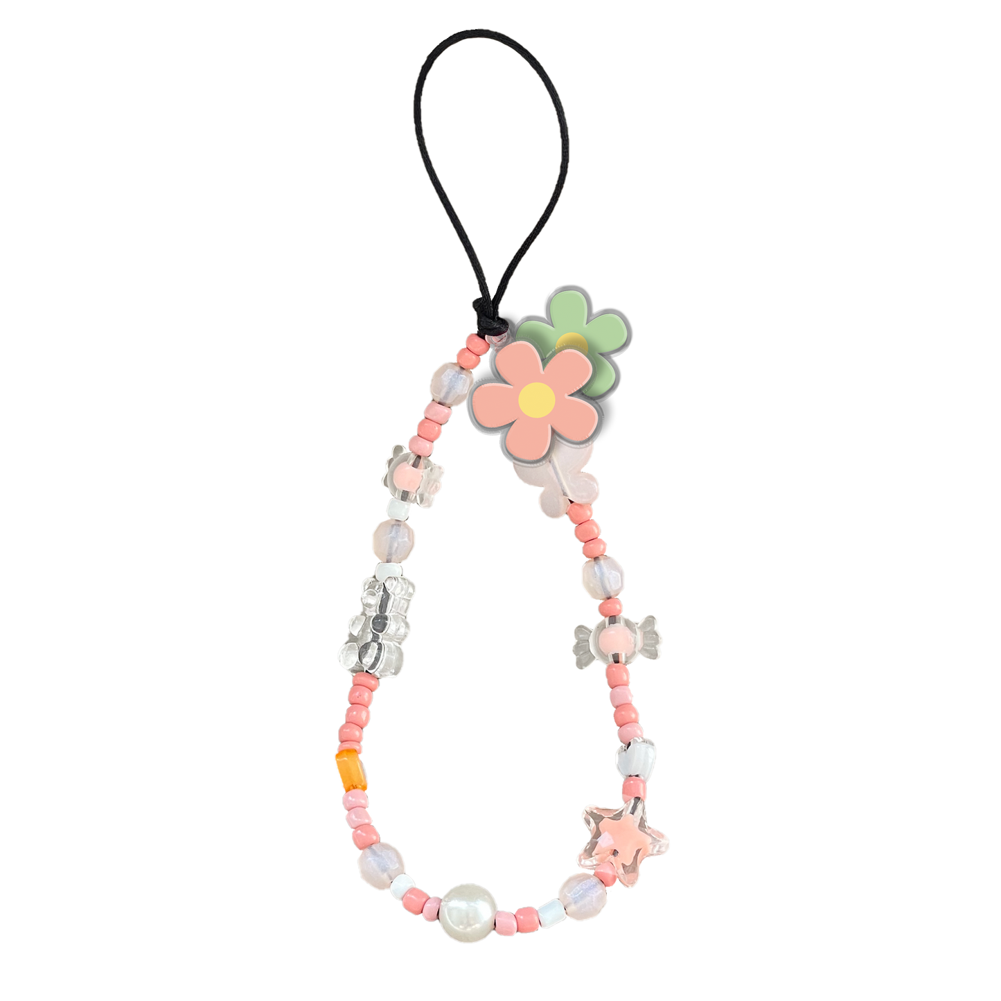 Beaded Strap with Acrylic Charm  - Daisy Spring