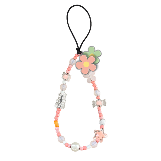 Beaded Strap with Acrylic Charm  - Daisy Spring