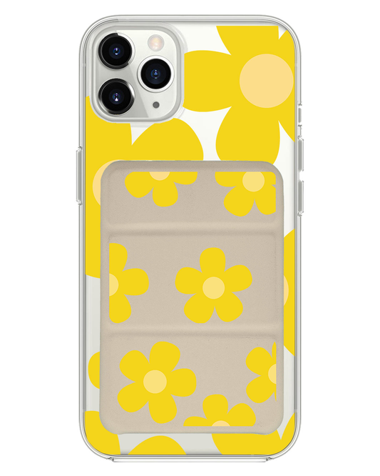 iPhone Magnetic Trifold Wallet Case - Daisy Sunshine