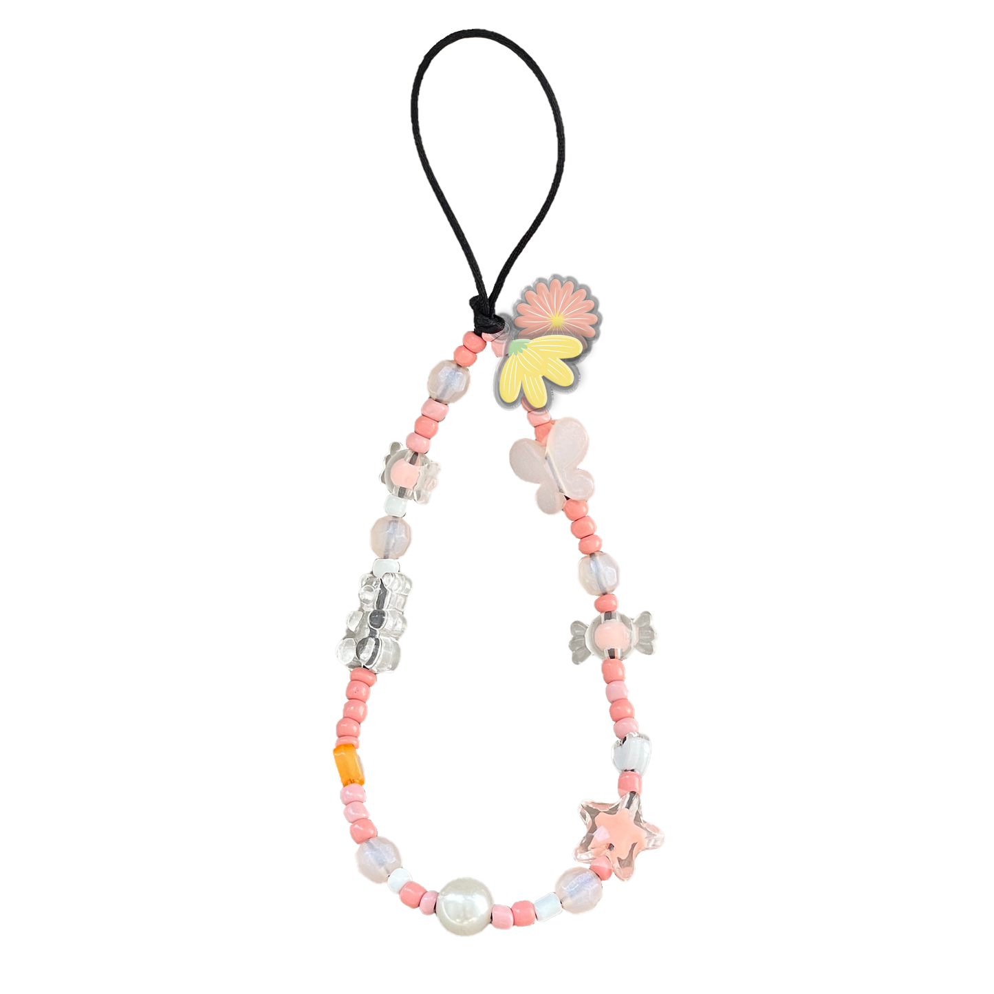 Beaded Strap with Acrylic Charm  - Dandelion