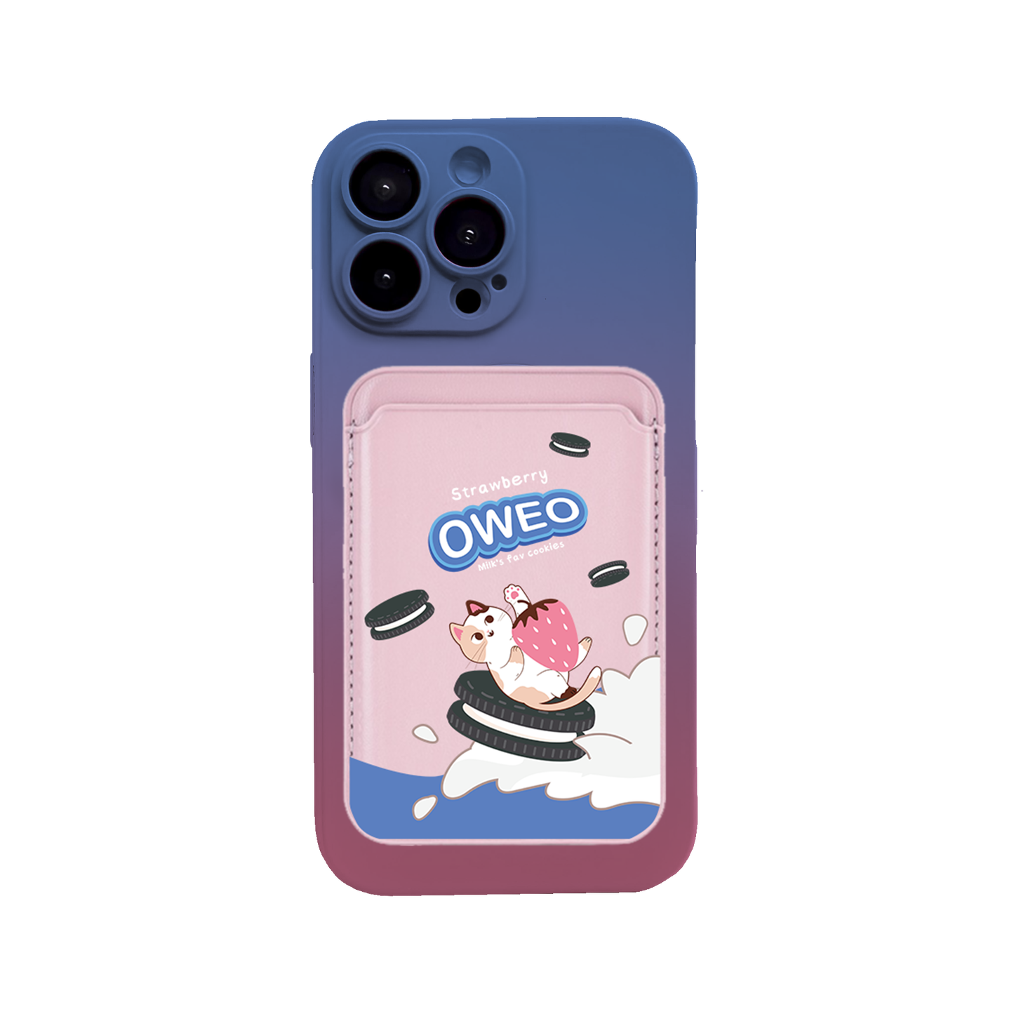 iPhone Magnetic Wallet Silicone Case - Oweo Cat