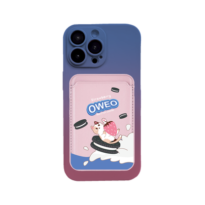 iPhone Magnetic Wallet Silicone Case - Oweo Cat