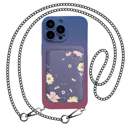 iPhone Magnetic Wallet Silicone Case - Pink Blossom