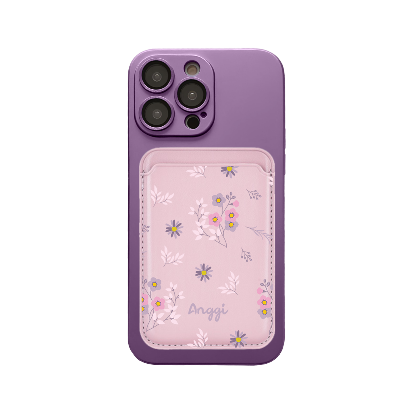 iPhone Magnetic Wallet Silicone Case - Cherry Blossom