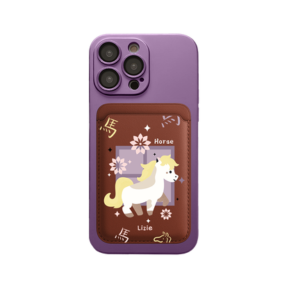 iPhone Magnetic Wallet Silicone Case - Horse