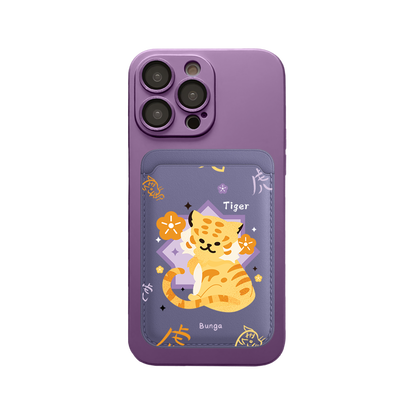 iPhone Magnetic Wallet Silicone Case - Tiger