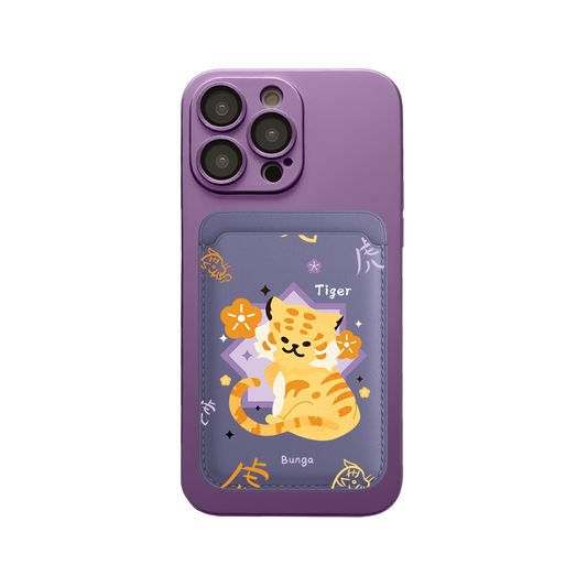 iPhone Magnetic Wallet Silicone Case - Tiger